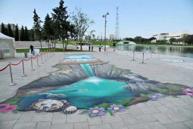 Dədə Qorqud parkında 3D qraffiti layihəsinin açılışı olub - FOTO