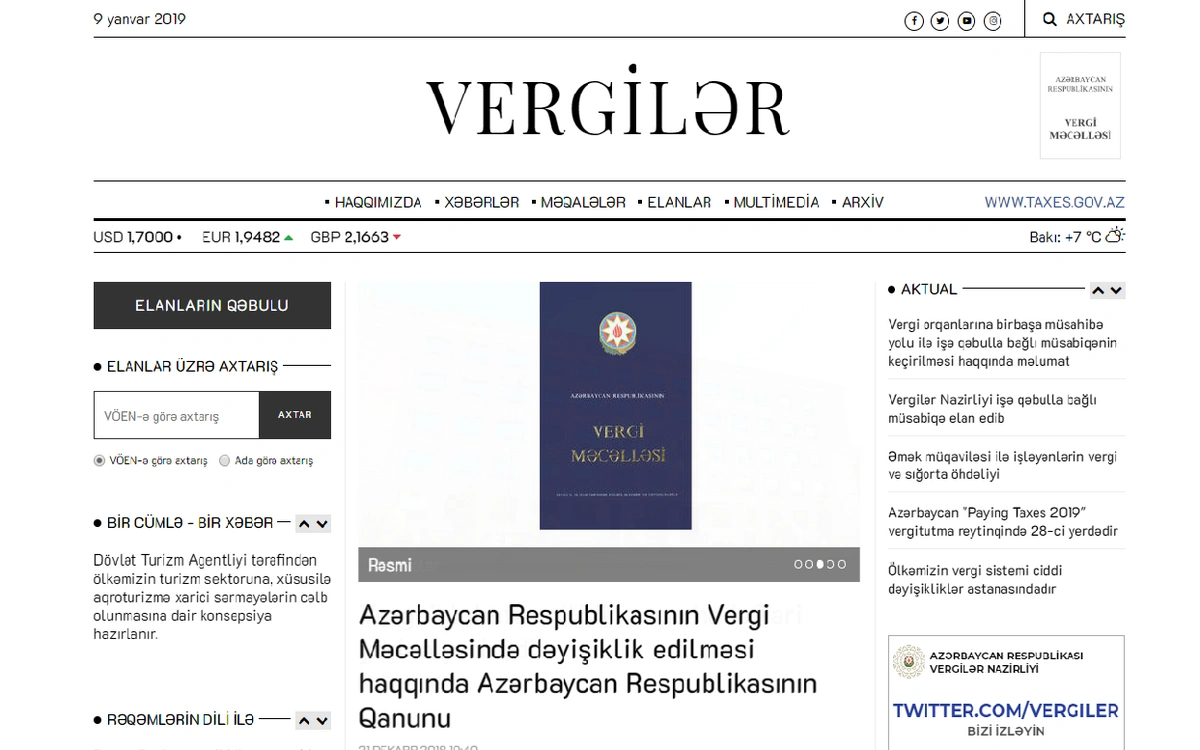 “Vergilər” qəzetinin yenilənmiş saytı fəaliyyətə başladı