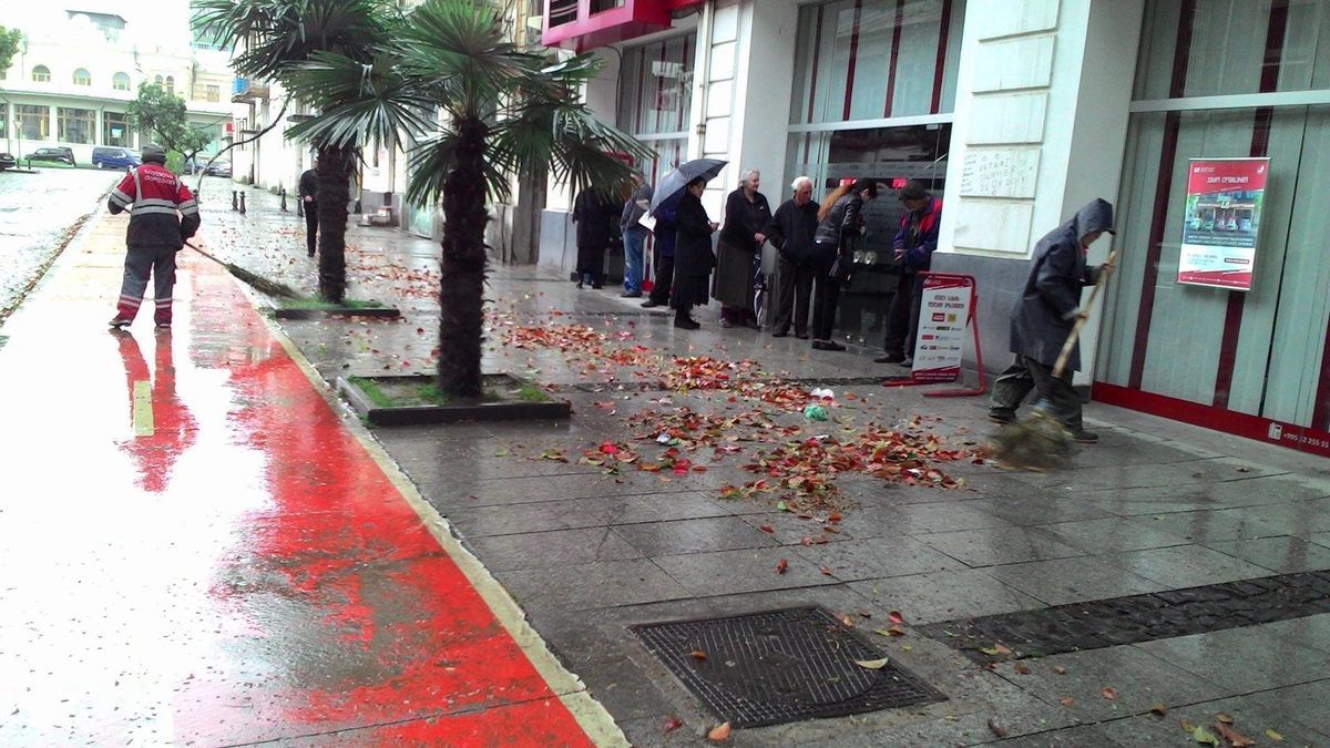 Batumidə güclü külək fəsadlar törədib - FOTO