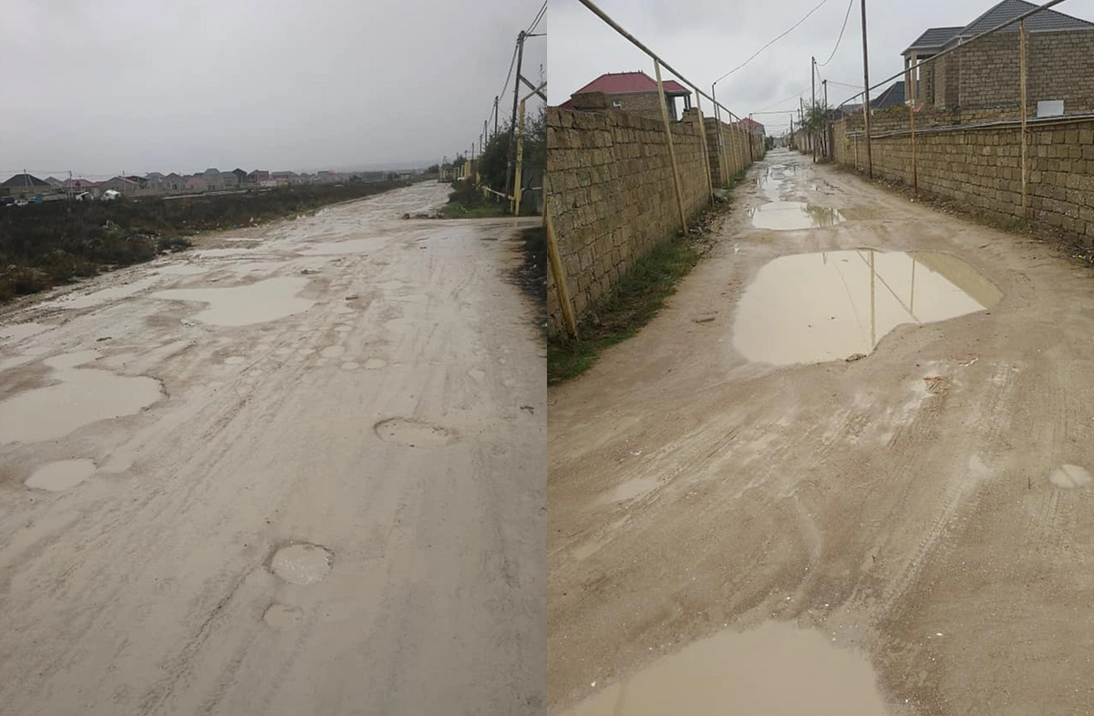 Sabunçuda yol bərbad haldadır - FOTO