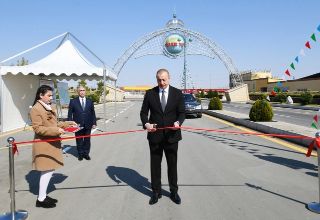 Prezident Goranboyda yol açılışında - YENİLƏNİB+FOTO