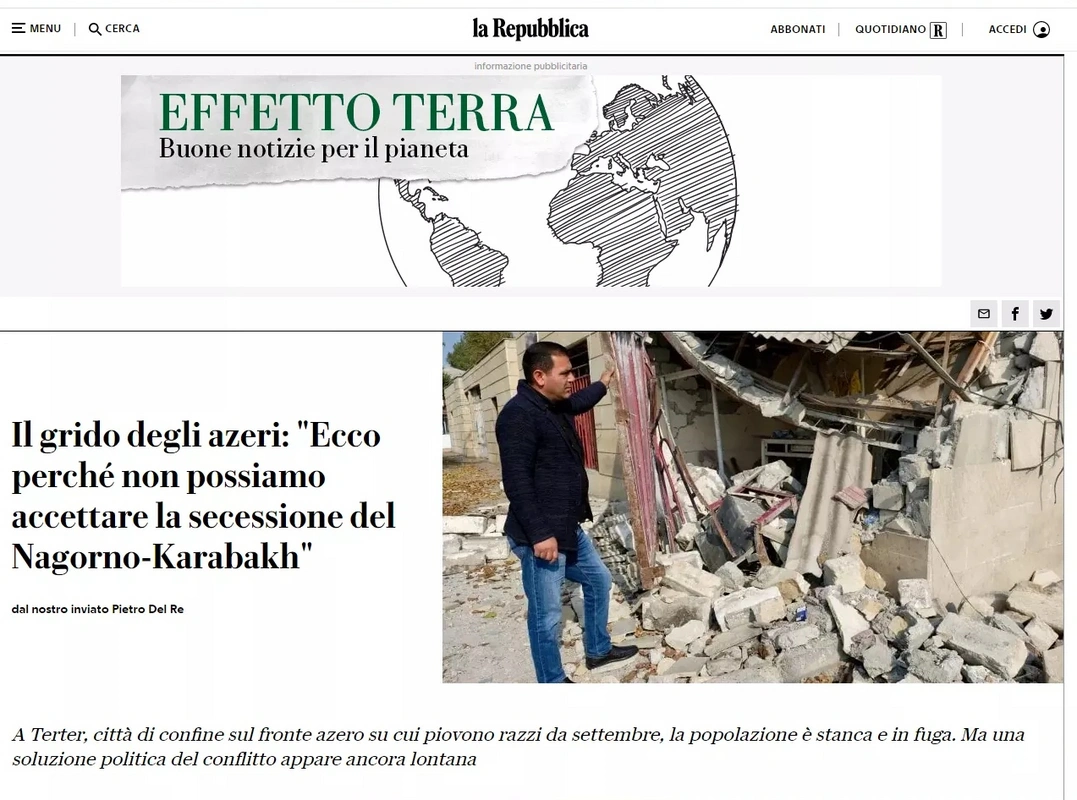 İtaliyanın nüfuzlu “la Repubblica” qəzeti: “Azərbaycanın hərbi uğurları hamının gözü önündədir” - VİDEO