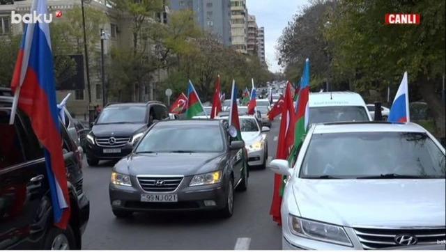 Автопробег в Баку, посвященный освобождению Кельбаджара - ВИДЕО
