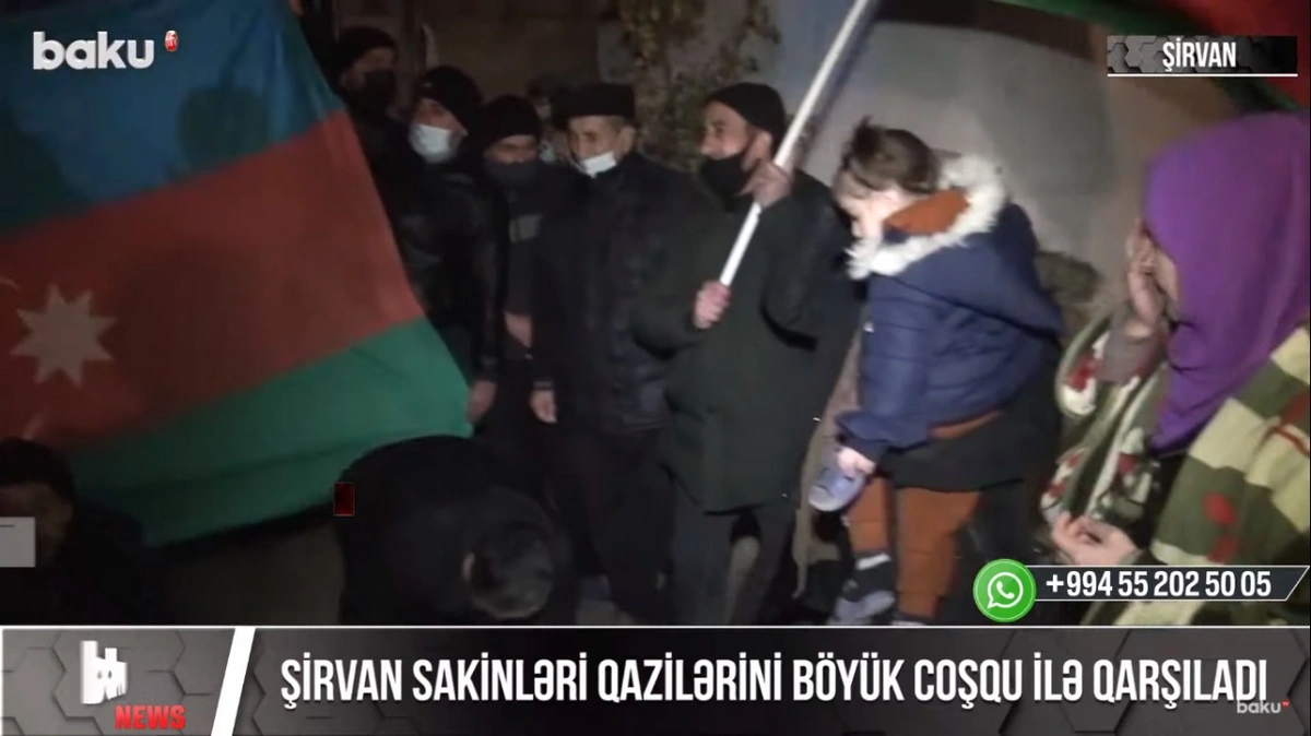 Şirvan sakinləri qazilərini böyük coşqu ilə qarşıladı - VİDEO