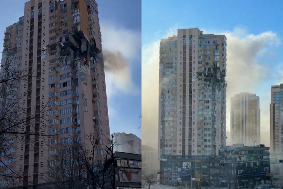 В Киеве ракета попала в жилой дом - ФОТО/ВИДЕО - Oxu.az