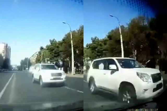 Игнорирующий ПДД водитель Prado продолжает создавать опасность на дорогах Баку - ВИДЕО
