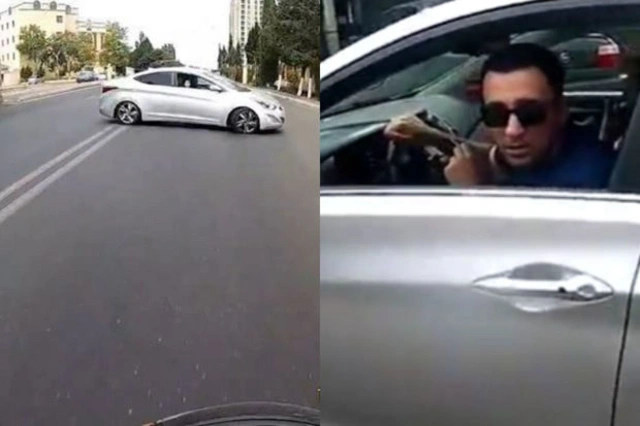 В Баку нарушивший ПДД водитель создал аварийную ситуацию - ВИДЕО