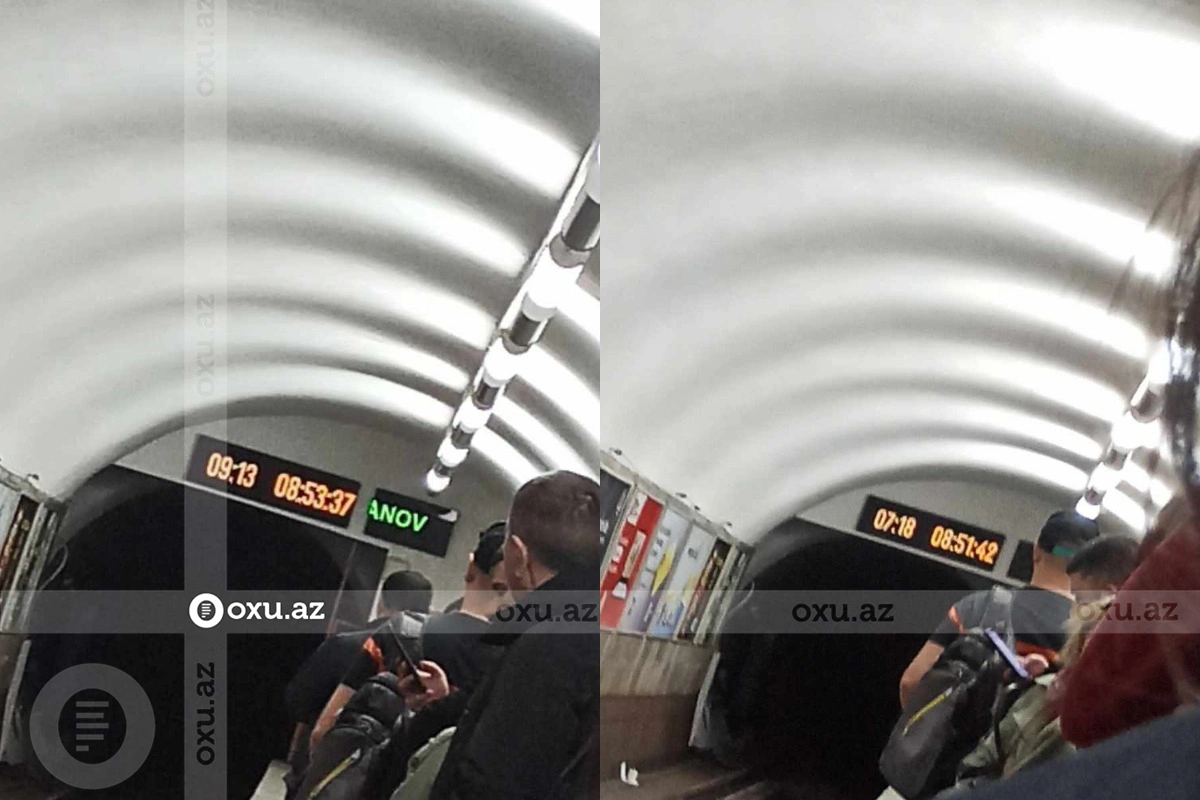 Bakı metrosunda 20 dəqiqə ləngimə: Sərnişinlər qatardan düşürüldülər - FOTO