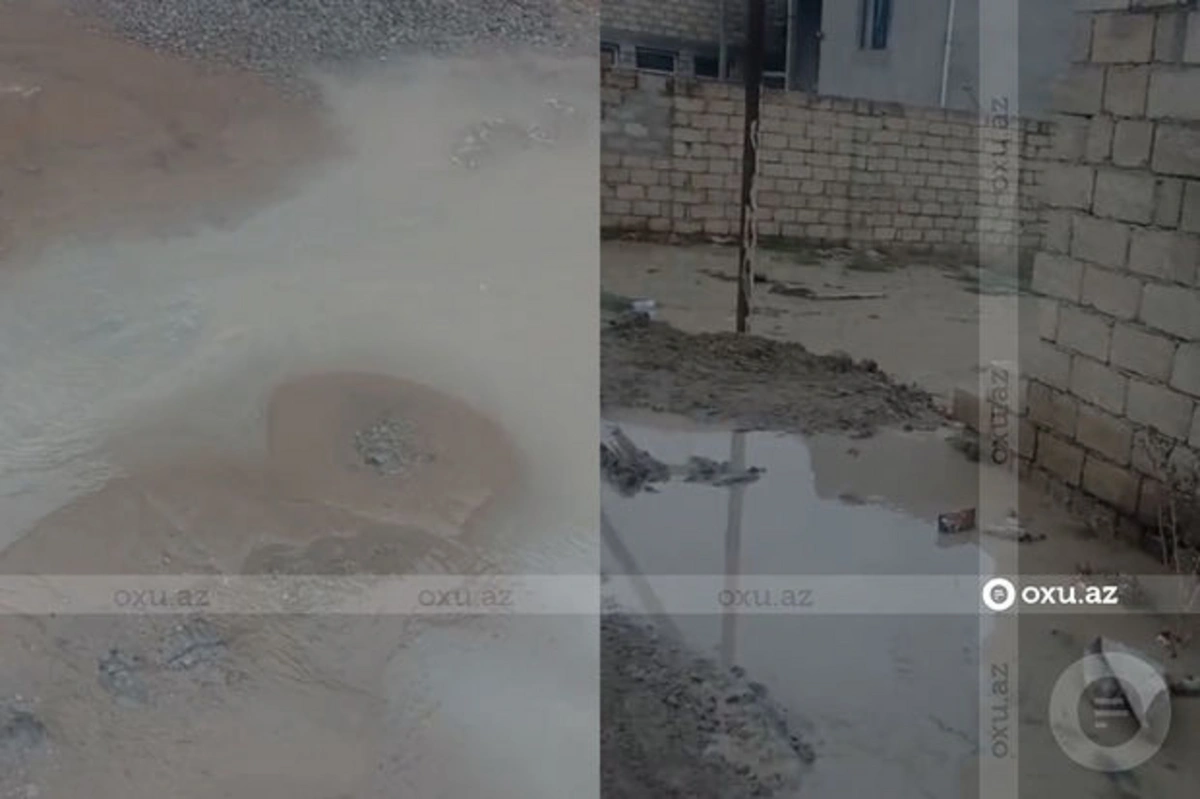 Жалоба жителя Масазыра: Прорвало главный водопровод, фундамент дома затоплен - ВИДЕО