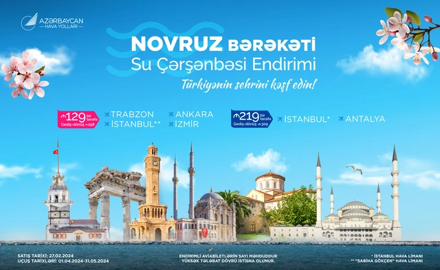 AZAL Türkiyənin bir sıra istiqamətləri üzrə yeni aksiyaya start verir