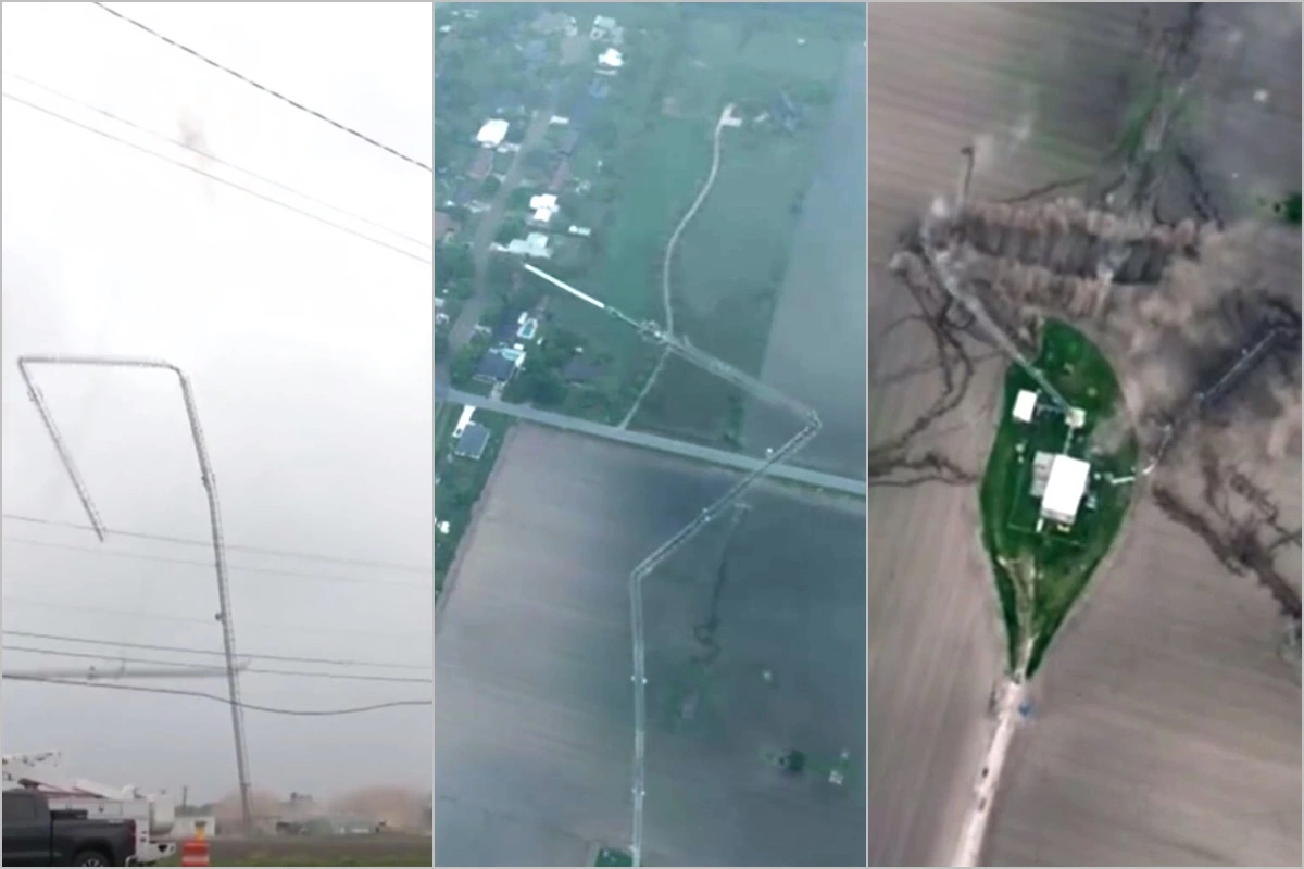 400 metrlik televiziya qülləsi yerlə bir oldu: Texasdan maraqlı görüntülər - VİDEO