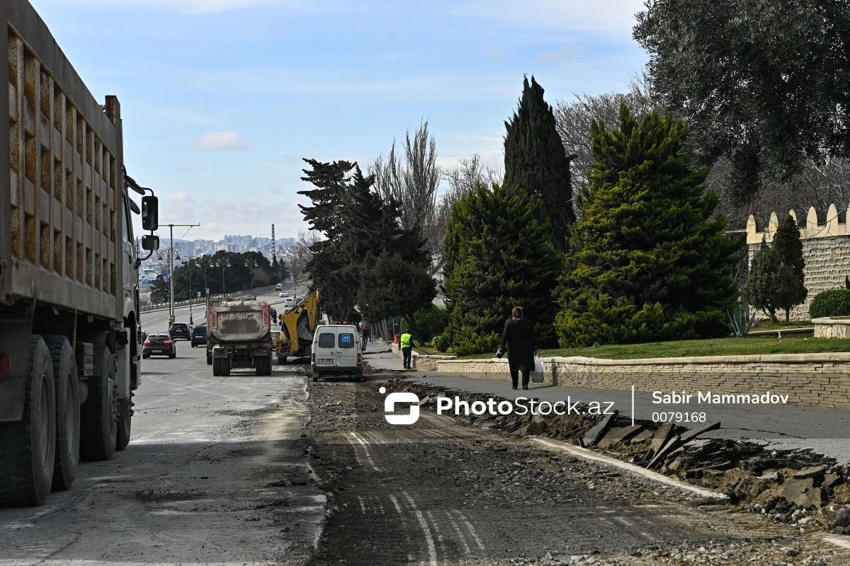 Bakının 8 Noyabr prospektində təmir işləri necə aparılır? - FOTOREPORTAJ