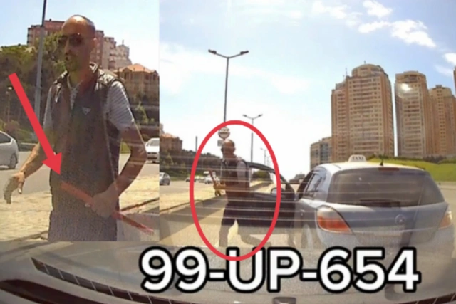 В Баку таксист подрезал на дороге женщину-водителя и напал на нее с дубинкой