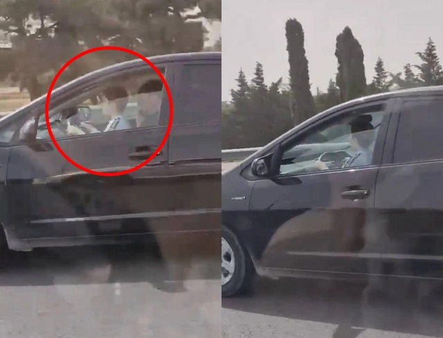 В Баку водитель управлял Prius, усадив ребенка на колени