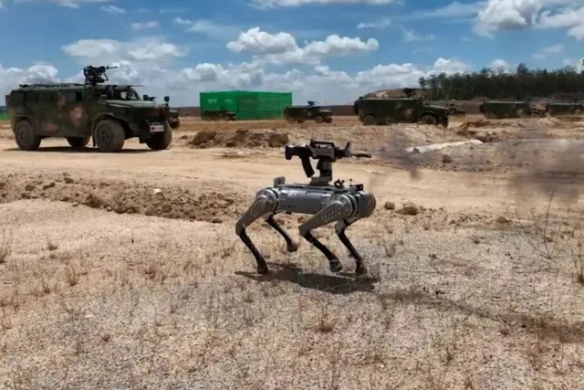 Китайские военные показали собаку-робота с автоматом на спине