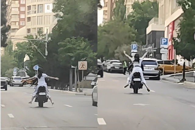 Bakıda motosiklet sürücüsü təhlükə saçdı