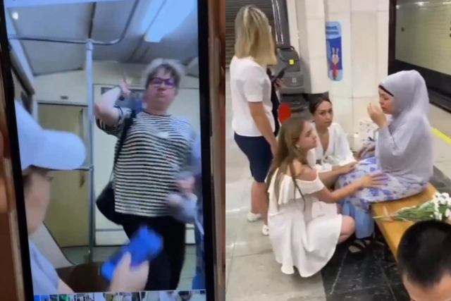 Moskva metrosunda qadın sərnişin bıçaqla hicablı həmcinsinə hücum etdi