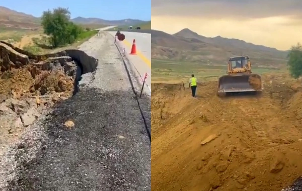 Azərbaycanda magistral yolda TƏHLÜKƏLİ VƏZİYYƏT: Sürüşmə davam edir