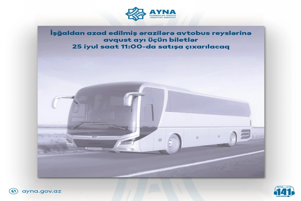 Qarabağa avtobus reyslərinə avqust ayı üçün biletlər satışa çıxarılacaq