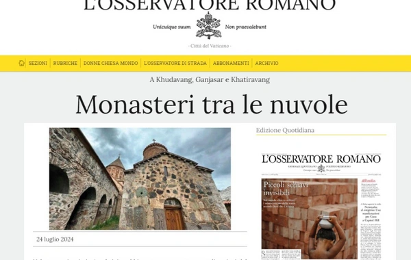 Газета Ватикана: Монастыри Худавенг, Гянджасар и Хатиравенг - в купах облаков