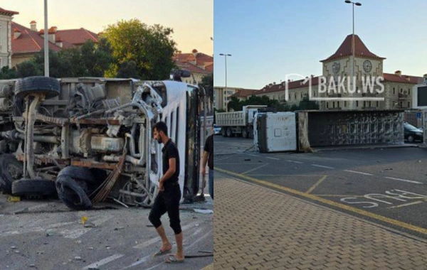 Bakıda yük maşını avtomobilə çırpılıb aşdı