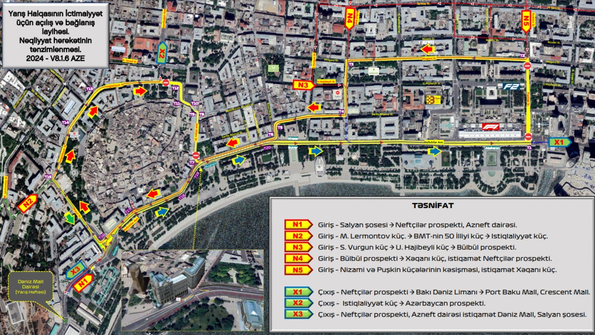 Bakıdakı "Formula-1" Azərbaycan Qran-prisi Üçün Nəqliyyat İstifadəsi Qaydaları Açıqlanıb