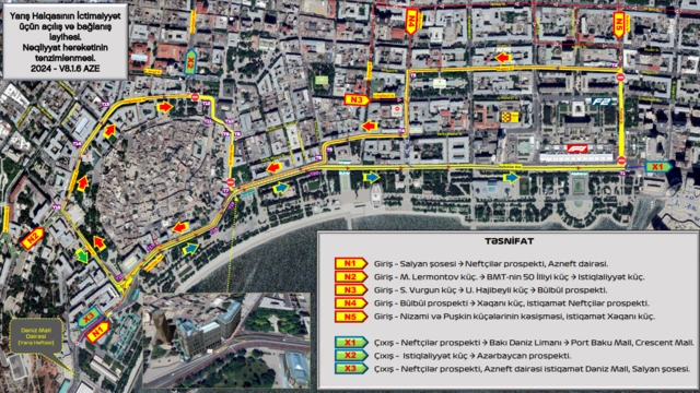 "Формула-1" в Баку: по каким дорогам можно будет проехать в дни гонки?