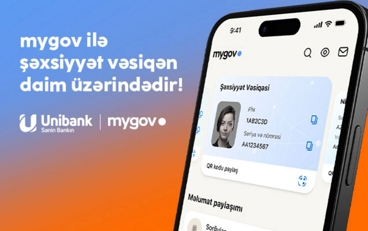 "Unibank"ın xidmətlərindən rəqəmsal şəxsiyyət vəsiqənizlə istifadə edə bilərsiniz