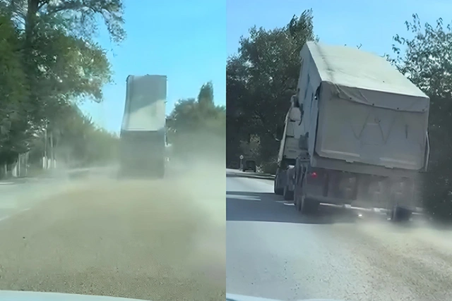 Azərbaycanda yük maşını təhlükə saçdı - ANBAAN GÖRÜNTÜ