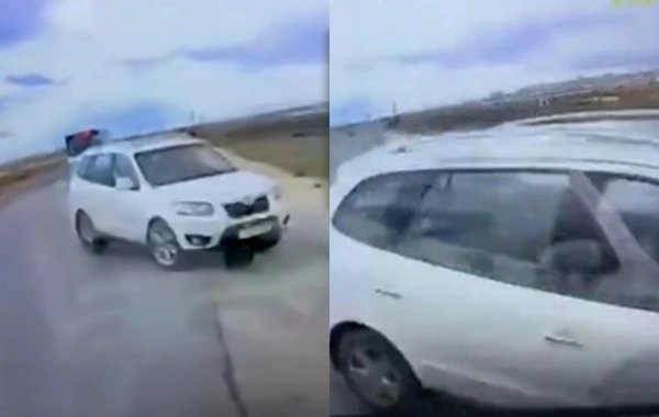 В бакинском поселке произошло ДТП: авария попала на видео