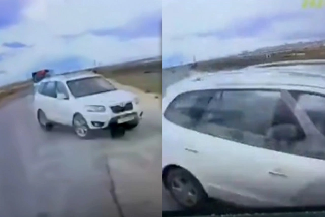 В бакинском поселке произошло ДТП: авария попала на видео