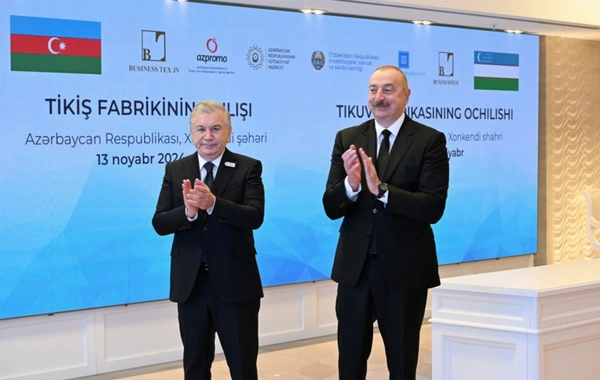 İlham Aliyev ve Şevket Mirziyoyev Hankendi'de tekstil fabrikasının açılışına katıldılar