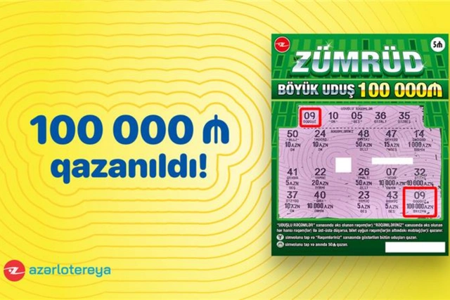 "Zümrüd" ani lotereyasında böyük uduş – 100 000 qazanıldı!