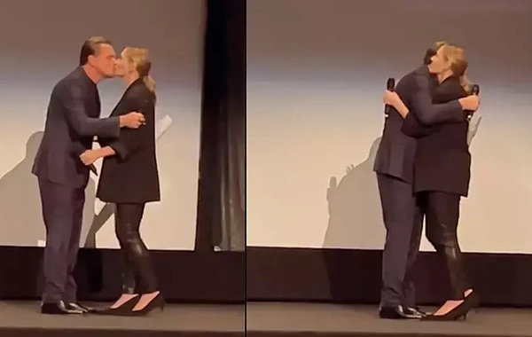 Titanik'in efsanevi çifti dudak dudağa: Leonardo DiCaprio ve Kate Winslet yeniden bir arada