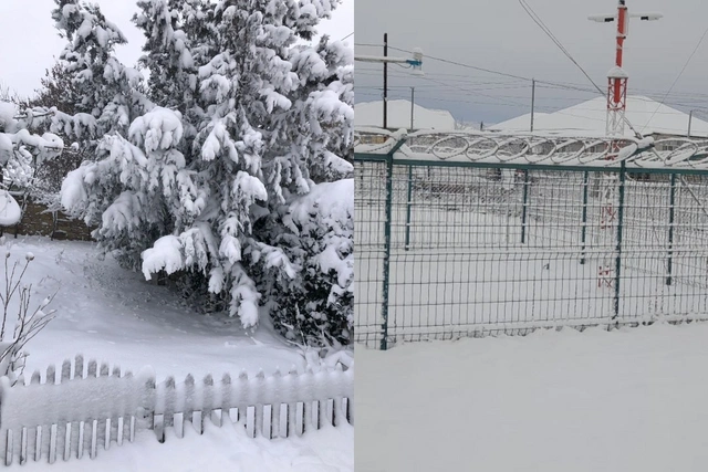 Azerbaycan'ın bir ilçesinde kar örtüsünün yüksekliği 20 cm'ye ulaştı