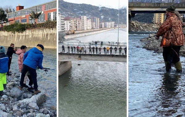 Fırtına somon kafesini parçaladı: Halk oltasını kapıp dereye akın etti