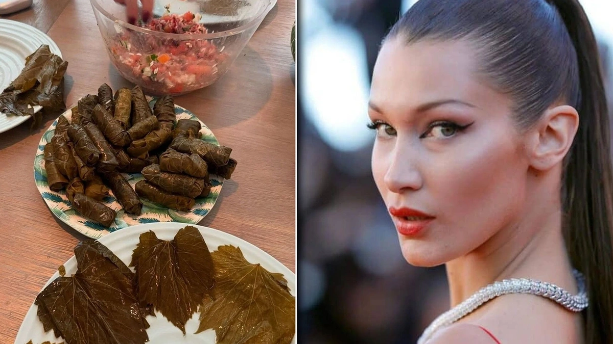 Bella Hadid Türk mutfağındaki hünerlerini sergiledi: Yaprak sarması görüntüsü gündem oldu