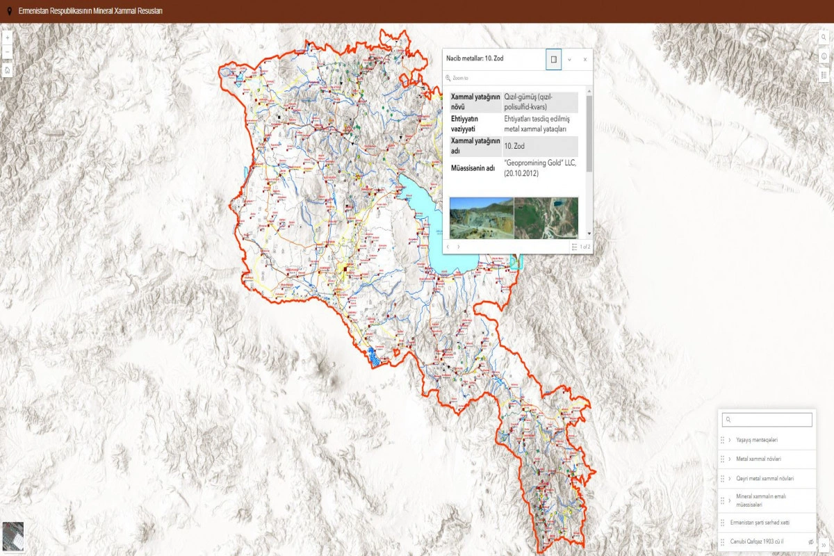 Ermənistanın ətraf mühiti zəhərləyən dağ-mədən fəaliyyətini ifşa edən rəqəmsal xəritə hazırlanır
