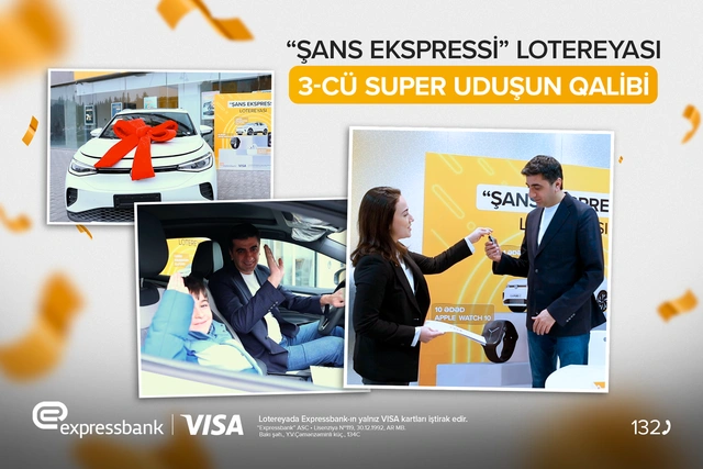 "Expressbank" müştərisinə elektrikli avtomobil verib