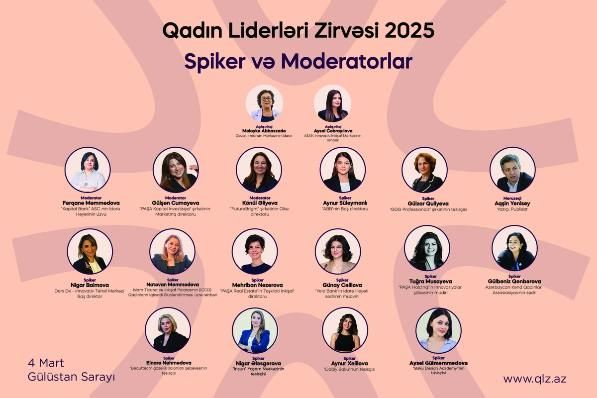 Ölkəmizdə ilk dəfə keçiriləcək "Qadın Liderləri Zirvəsi"nin spikerləri bəlli oldu