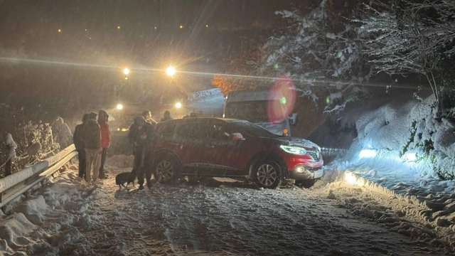 Sakarya'da kar yağışı etkili oldu, araçlar yollarda kaldı