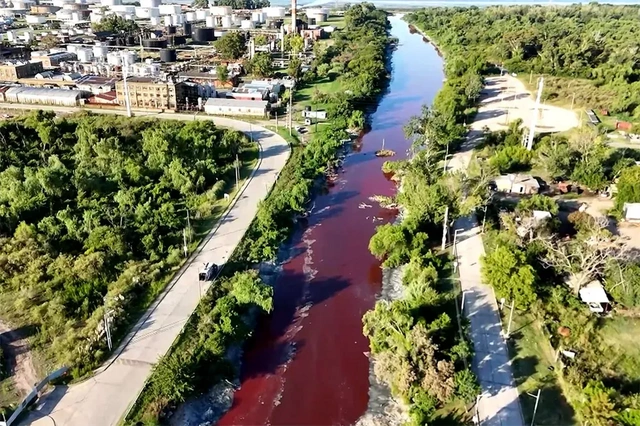 Канал в Аргентине окрасился в кроваво-красный: яркий цвет воды встревожил ученых