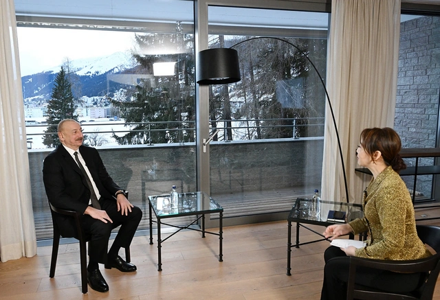 Azerbaycan Cumhurbaşkanı İlham Aliyev Davos'ta Çin'in CGTN televizyon kanalına röportaj verdi