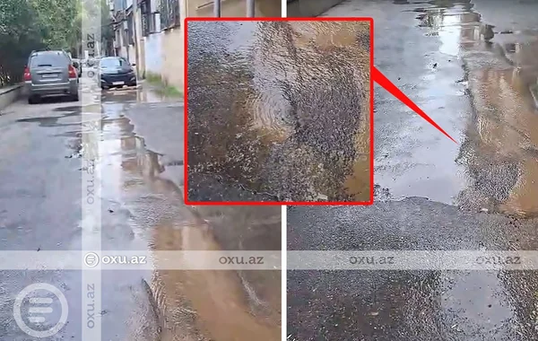 В Бинагадинском районе питьевая вода течет по улице - Видео